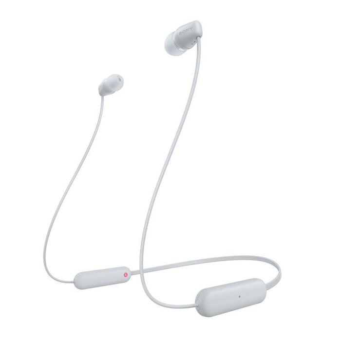 Sony WI-C100 | Écouteurs intra-auriculaires - Sans fil - Bluetooth - Autour du cou - Microphone - IPX4 - Blanc-SONXPLUS St-Jean