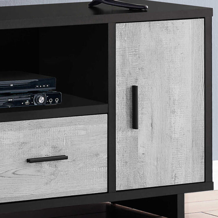 Monarch Specialties I2804 | Meuble TV - 48" - 1 Tiroir - 1 Armoire - Gris et Noir | Sonxplus Saint-Jean-sur-Richelieu