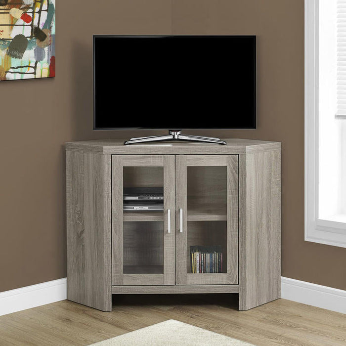 Monarch Specialties I 2701 | TV stand - 42" - Corner - Glass doors - Dark taupe-SONXPLUS St-Jean
