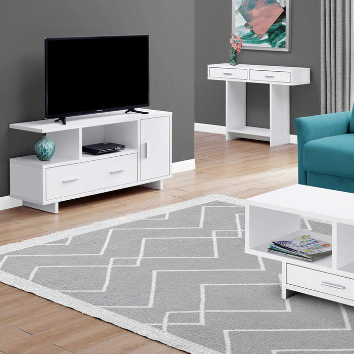 Monarch Specialties I 2800 | TV Stand - 48" - With Storage - White | Sonxplus Saint-Jean-sur-Richelieu