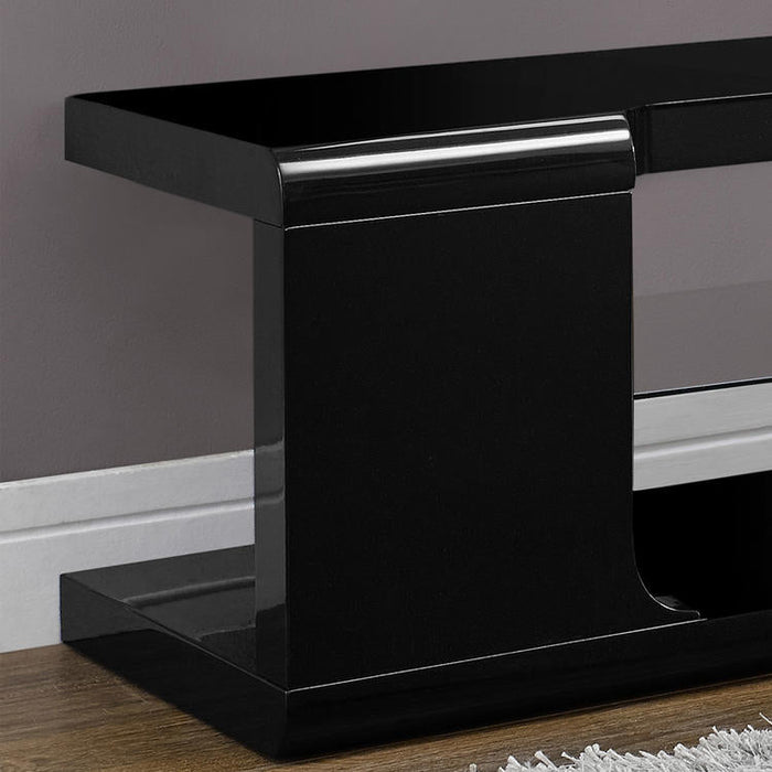 Monarch Specialties I 3536 | TV stand - 60" - Tempered glass - Gloss black | Sonxplus Saint-Jean-sur-Richelieu