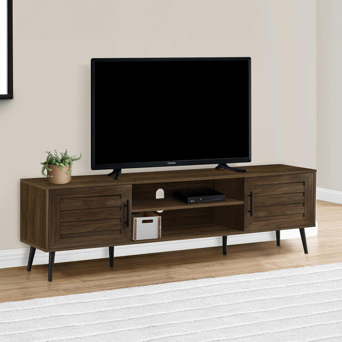 Monarch Specialties I 2717 | 72'' TV stand - Brown imitation wood - With 2 doors-SONXPLUS St-Jean