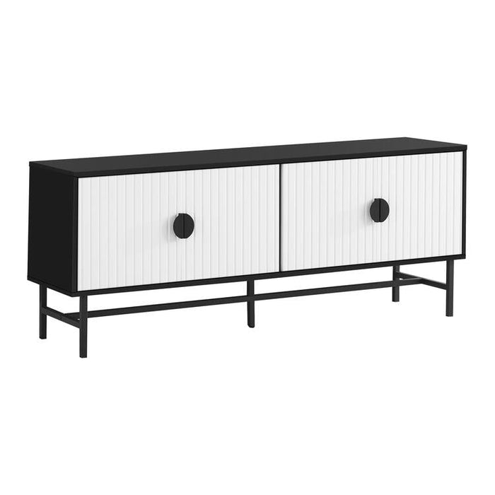 Monarch Specialties I 2732 | 60'' TV stand - Black metal base - 2 white doors | Sonxplus Saint-Jean-sur-Richelieu