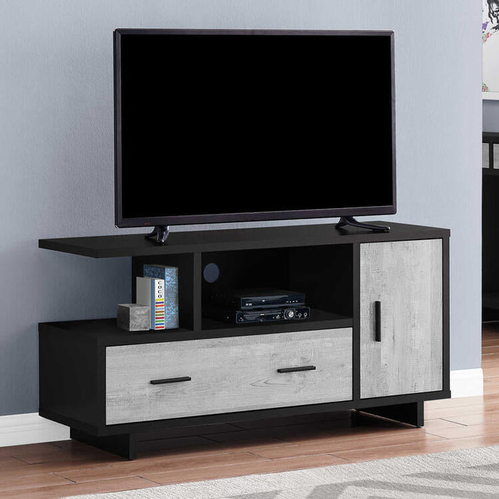 Monarch Specialties I2804 | TV stand - 48" - 1 Drawer - 1 Cabinet - Grey and Black-SONXPLUS St-Jean