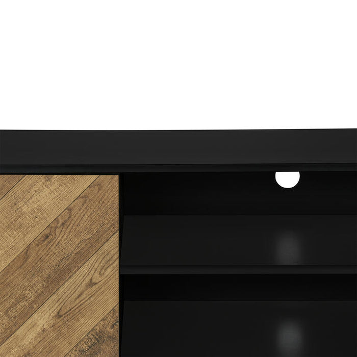 Monarch Specialties I 2781 | Meuble pour téléviseur 72'' - Base noir - Avec 2 portes simili-bois-SONXPLUS St-Jean