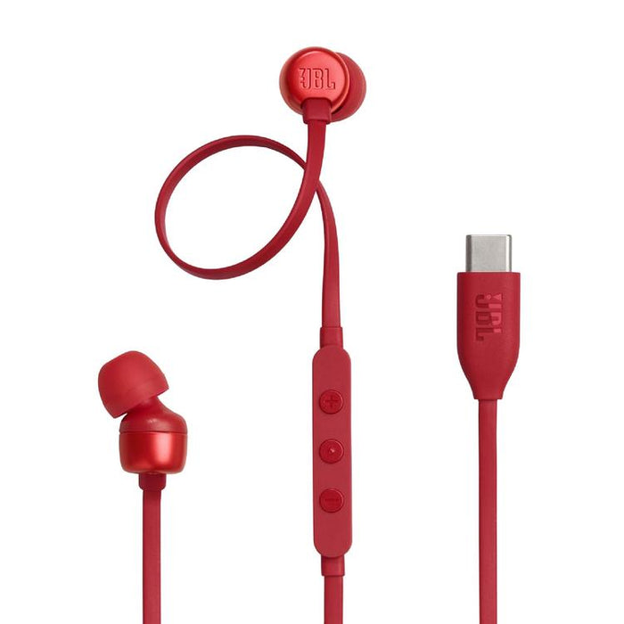 JBL Tune 310C | Écouteurs intra-auriculaires - Filaire - USB-C - Télécommande 3 boutons - Rouge-SONXPLUS St-Jean