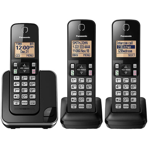 Panasonic KX-TGC383B | Téléphone sans fil - 3 combinés - Noir-SONXPLUS St-Jean