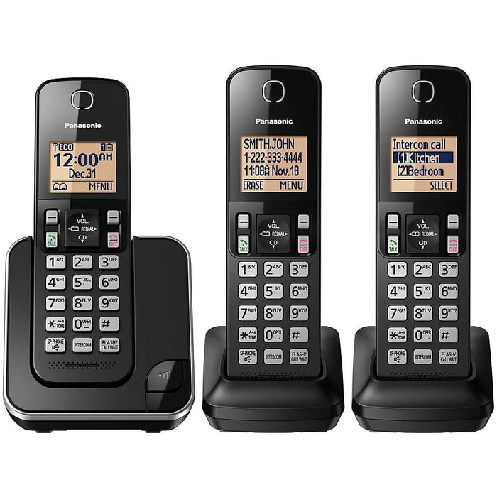 Panasonic KX-TGC383B | Téléphone sans fil - 3 combinés - Noir-SONXPLUS St-Jean