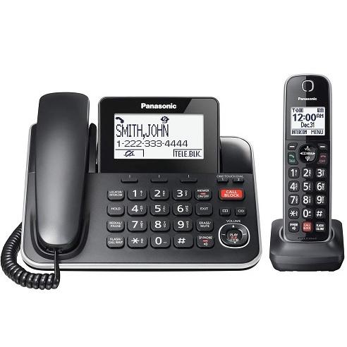 Panasonic KXTGF870B | Combo téléphone sans fil - 1 combiné fixe et 1 combinés sans fil - Répondeur - Noir-SONXPLUS St-Jean