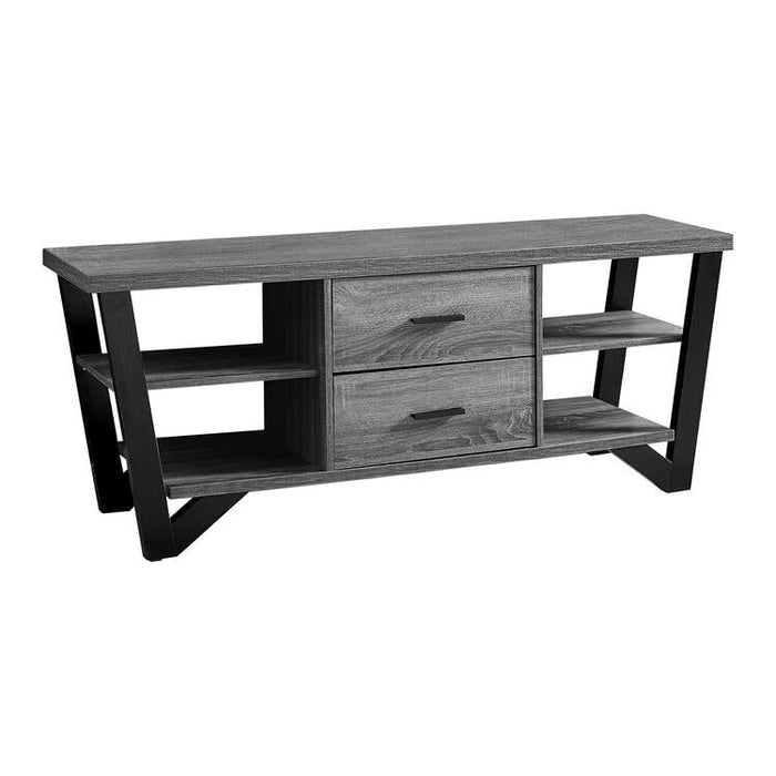 Monarch Specialties I2762 | Meuble TV - 60" - 2 Tiroirs de rangement - Gris/Noir-SONXPLUS St-Jean