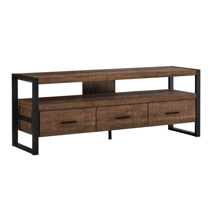 Monarch Specialties I2820 | Meuble TV - 60" - 3 Tiroirs - Brun foncé-SONXPLUS St-Jean