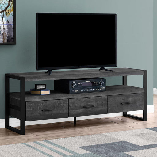 Monarch Specialties I 2823 | Meuble TV - 60" - 3 Tiroirs - Imitation Bois - Noir-SONXPLUS St-Jean