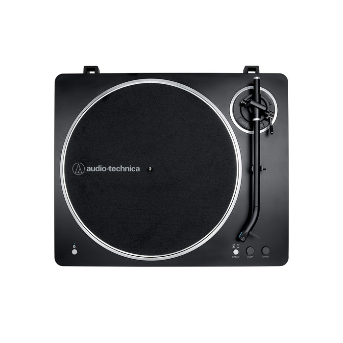 Audio-Technica AT-LP70XBTBS | Table tournante Stéréo - Sans fil - Bluetooth - Entraînement par courroie - Entièrement automatique - Noir/Argent | Sonxplus Saint-Jean-sur-Richelieu