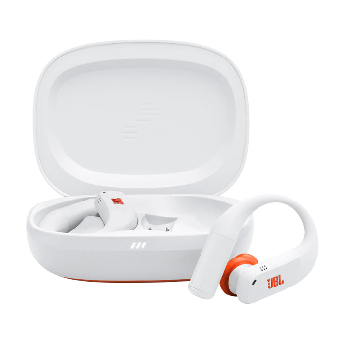 JBL Endurance Peak 4 | Écouteurs intra-auriculaire - TwistLock  - Blanc/Orange | 01 | Sonxplus St-Jean