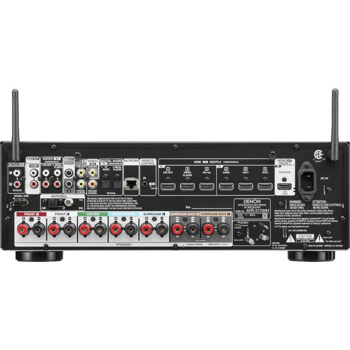 Denon AVRX1700H | 7.2 channel AV receiver - Home theater - 3D Audio - 8K - HEOS - 80 W / Channel - Black-SONXPLUS St-Jean