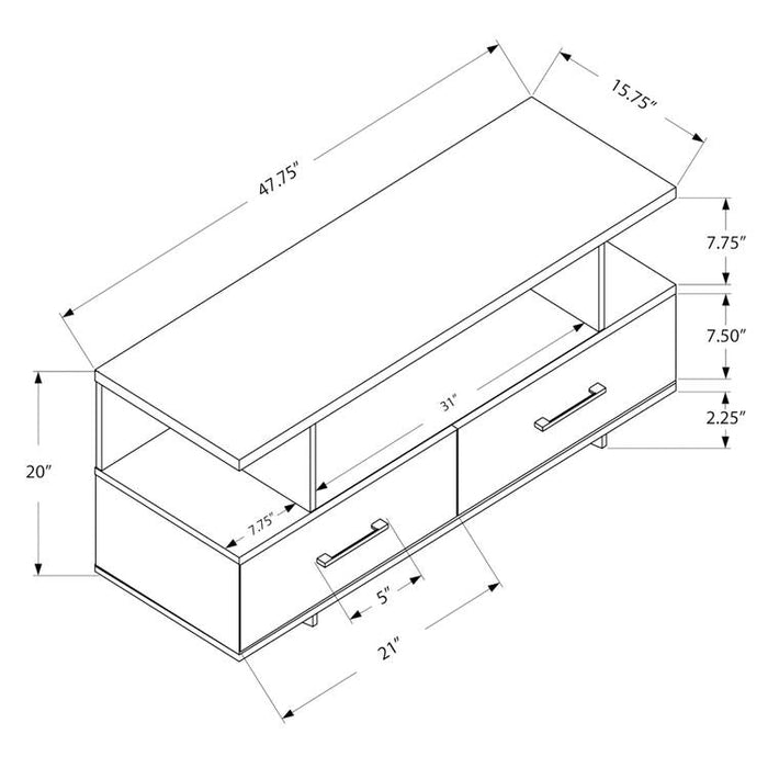 Monarch Specialties I 2608 | TV stand - 48" - 2 Storage drawers - Grey-SONXPLUS St-Jean