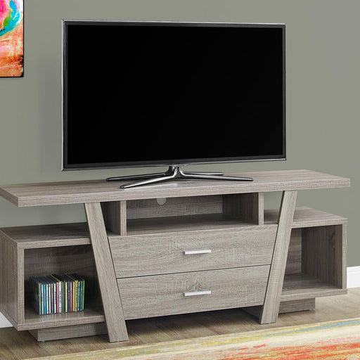 Monarch Specialties I 2721 | TV stand - 60" - 2 Storage drawers - Dark taupe-SONXPLUS St-Jean