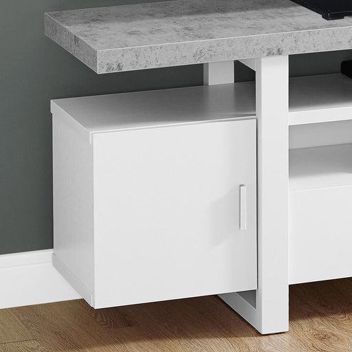 Monarch Specialties I 2725 | TV stand - 60" - Simulated cement top - White-SONXPLUS St-Jean