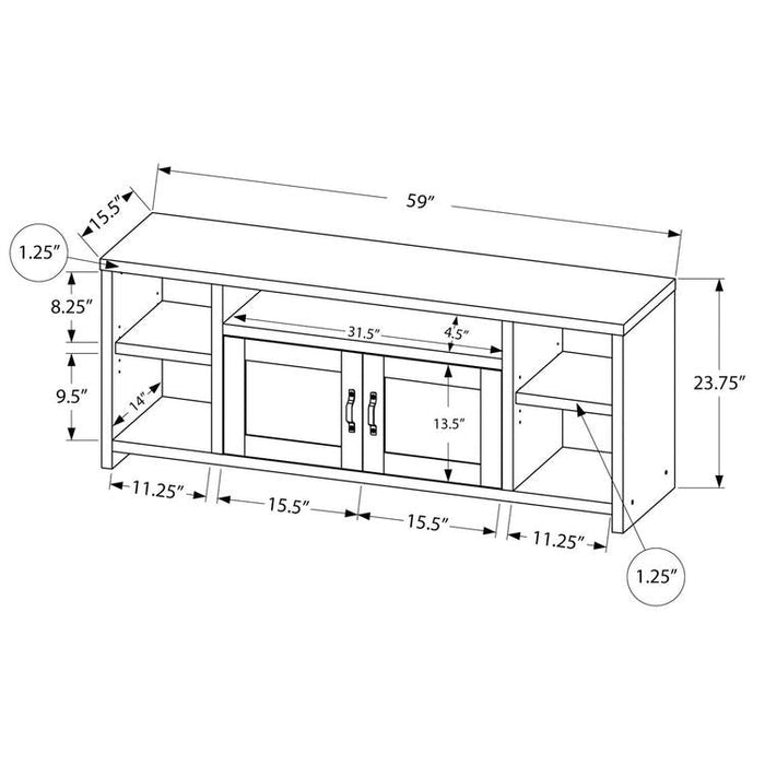 Monarch Specialties I 2744 | TV stand - 60" - Imitation wood - Golden pine-SONXPLUS St-Jean