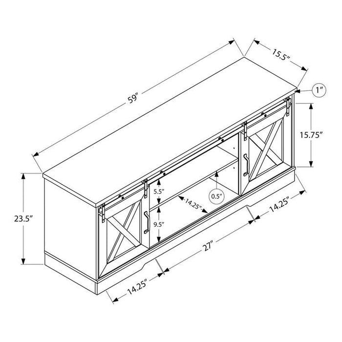 Monarch Specialties I 2745 | TV Stand - 60" - 2 Sliding Doors - Expresso-SONXPLUS St-Jean
