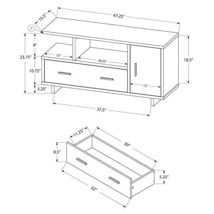 Monarch Specialties I 2800 | TV stand - 48" - With storage - White-SONXPLUS St-Jean