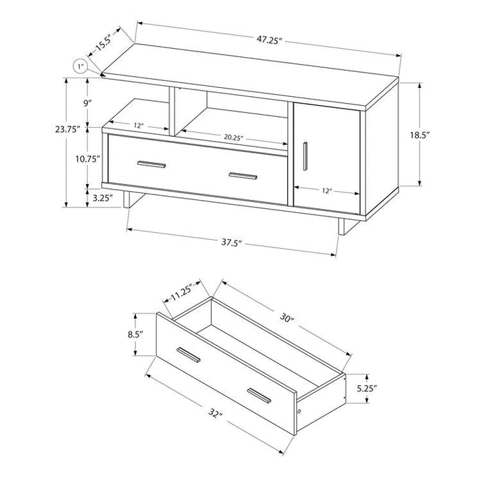Monarch Specialties I 2803 | TV stand - 48" - With storage - Imitation wood - Brown/Black-SONXPLUS St-Jean