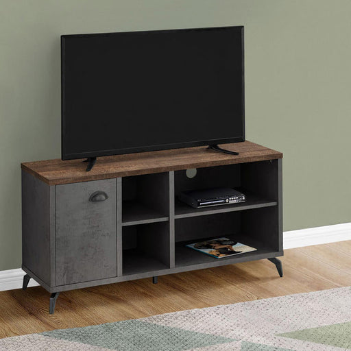 Monarch Specialties I 2830 | TV stand - 48" - Imitation wood - Medium brown - Grey imitation concrete-SONXPLUS St-Jean