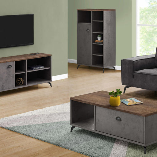 Monarch Specialties I 2830 | TV stand - 48" - Imitation wood - Medium brown - Grey imitation concrete-SONXPLUS St-Jean