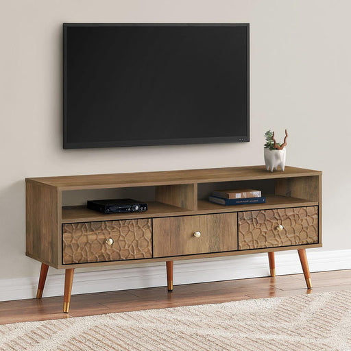 Monarch Specialties I 2835 | TV stand - 48" - 3 Drawers - Mid-century concept - Imitation walnut-SONXPLUS St-Jean