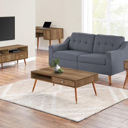 Monarch Specialties I 2835 | TV stand - 48" - 3 Drawers - Mid-century concept - Imitation walnut-SONXPLUS St-Jean
