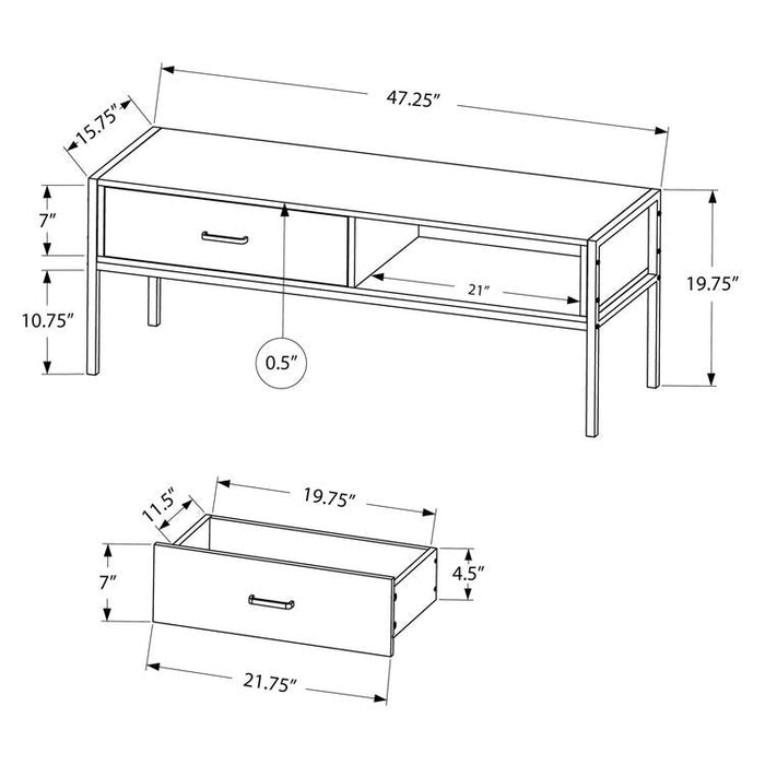 Monarch Specialties I 2876 | TV stand - 48" - Black metal - Dark taupe-SONXPLUS St-Jean