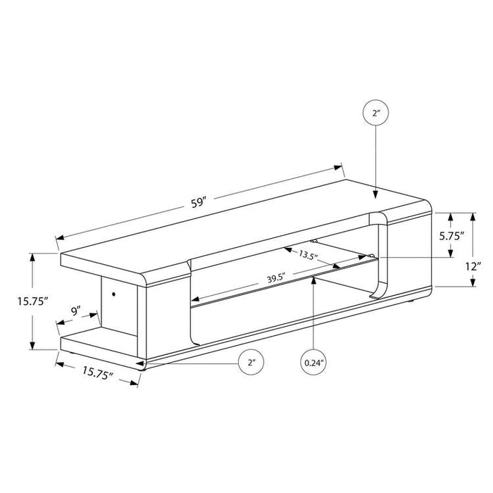Monarch Specialties I 3536 | TV stand - 60" - Tempered glass - Gloss black-SONXPLUS St-Jean