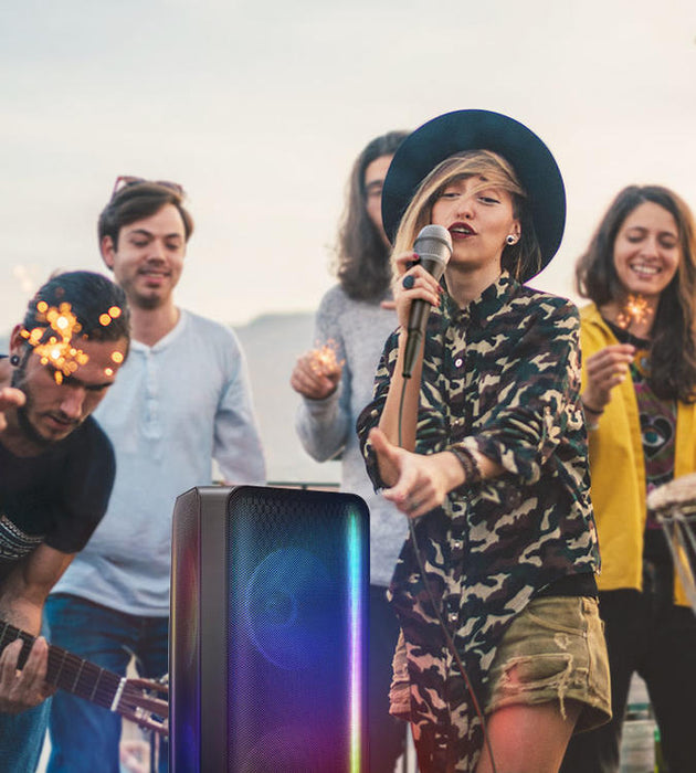 Samsung MX-ST50B | Powerful portable speaker - Sound tower - Bluetooth - 240W - Karaoke function - LED lights - Multiple Bluetooth connection - Black-SONXPLUS St-Jean