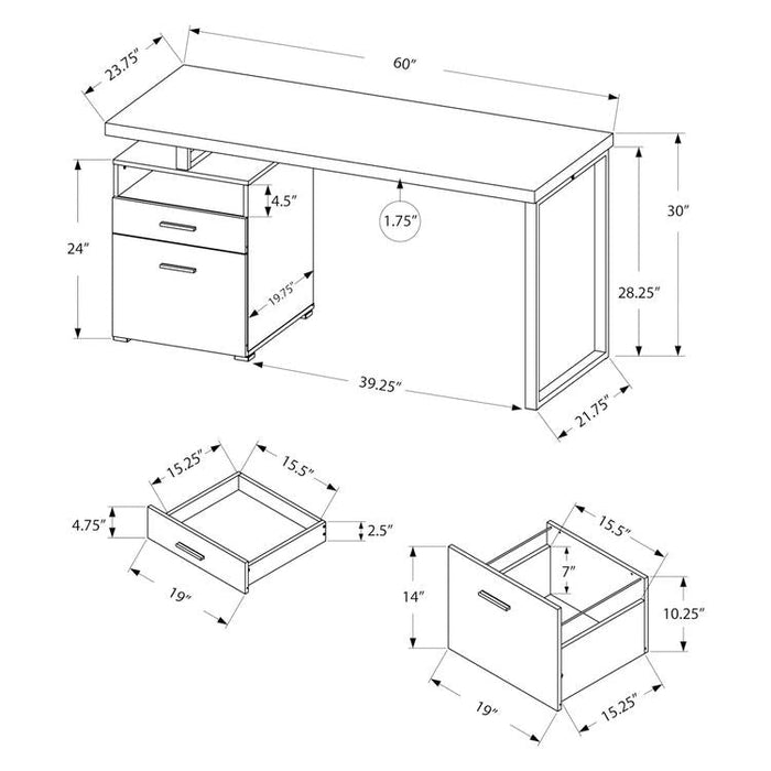 Monarch Specialties I 7143 | Computer cabinet - 60" - Silver metal - Espresso-SONXPLUS St-Jean