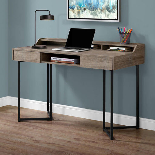 Monarch Specialties I 7360 | Computer cabinet - 48" - With drawers - Black metal - Dark taupe-SONXPLUS St-Jean