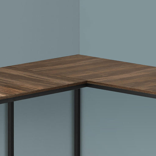 Monarch Specialties I 7391 | Computer cabinet - 58" - Corner - L-shaped design - Black metal - Brown wood immitation-SONXPLUS St-Jean