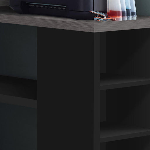 Monarch Specialties I 7419 | Computer cabinet - Corner - L-shaped design - Left or right orientation - With drawers - Grey top - Black-SONXPLUS St-Jean