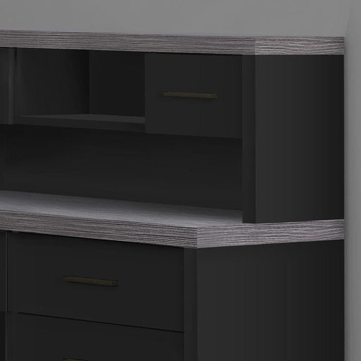 Monarch Specialties I 7430 | Computer cabinet - Corner - L-shaped design - Left or right orientation - With drawers - Grey top - Black-SONXPLUS St-Jean