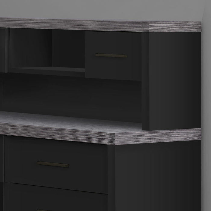 Monarch Specialties I 7430 | Computer cabinet - Corner - L-shaped design - Left or right orientation - With drawers - Grey top - Black-SONXPLUS St-Jean
