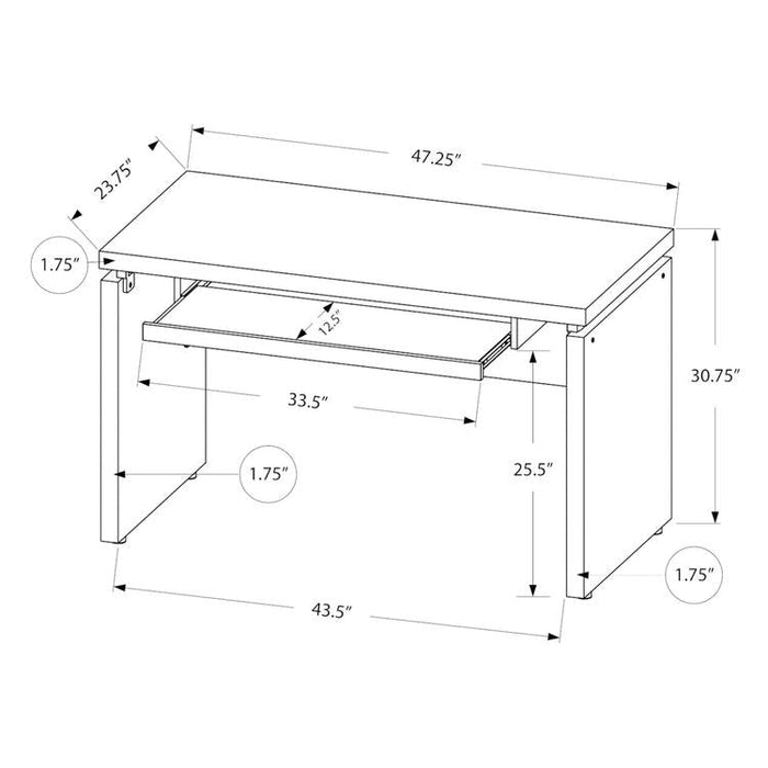 Monarch Specialties I 7439 | Computer Cabinet - Compact - Large keyboard tray - Grey top - Black-SONXPLUS St-Jean