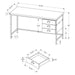 Monarch Specialties I 7485 | Computer cabinet - 55" - Spacious top - 3 drawers - Black metal base - Brown imitation wood finish-SONXPLUS St-Jean