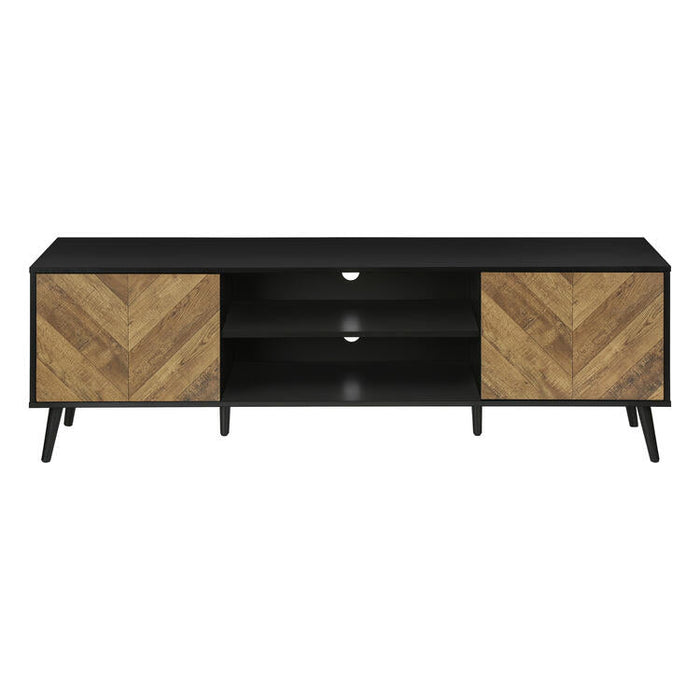 Monarch Specialties I 2781 | 72'' TV stand - Black base - With 2 faux wood doors-SONXPLUS St-Jean