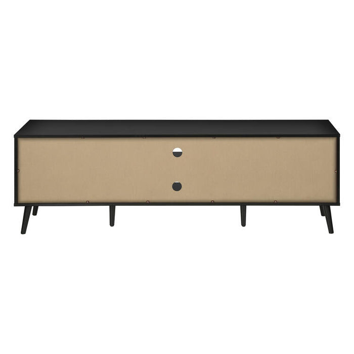 Monarch Specialties I 2781 | 72'' TV stand - Black base - With 2 faux wood doors-SONXPLUS St-Jean