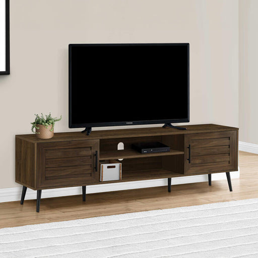 Monarch Specialties I 2717 | 72'' TV stand - Brown imitation wood - With 2 doors-SONXPLUS St-Jean