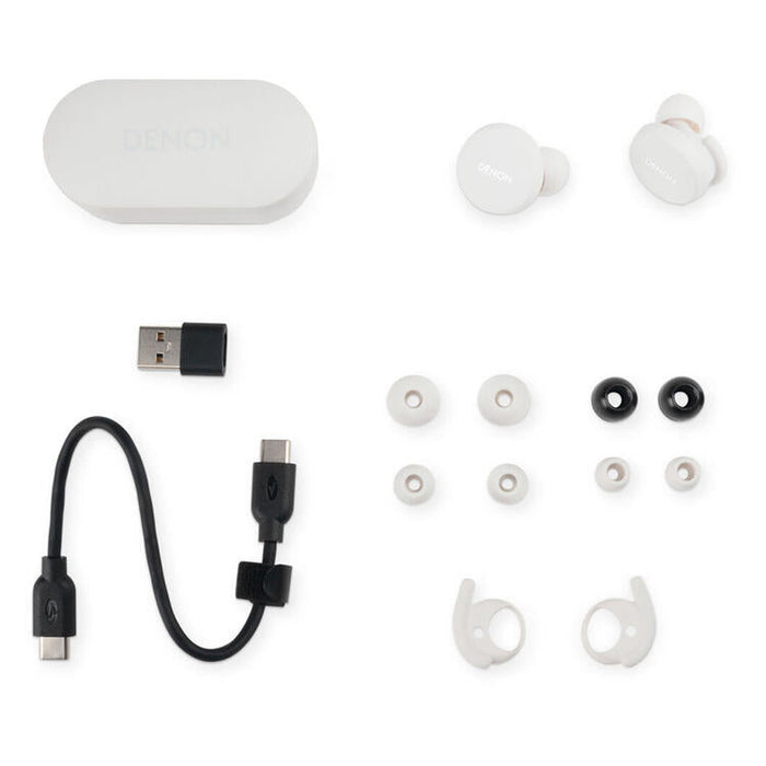 Denon PERL | In-Ear Headphones - Wireless - Bluetooth - Masimo Adaptive Acoustic Technology - White-SONXPLUS St-Jean
