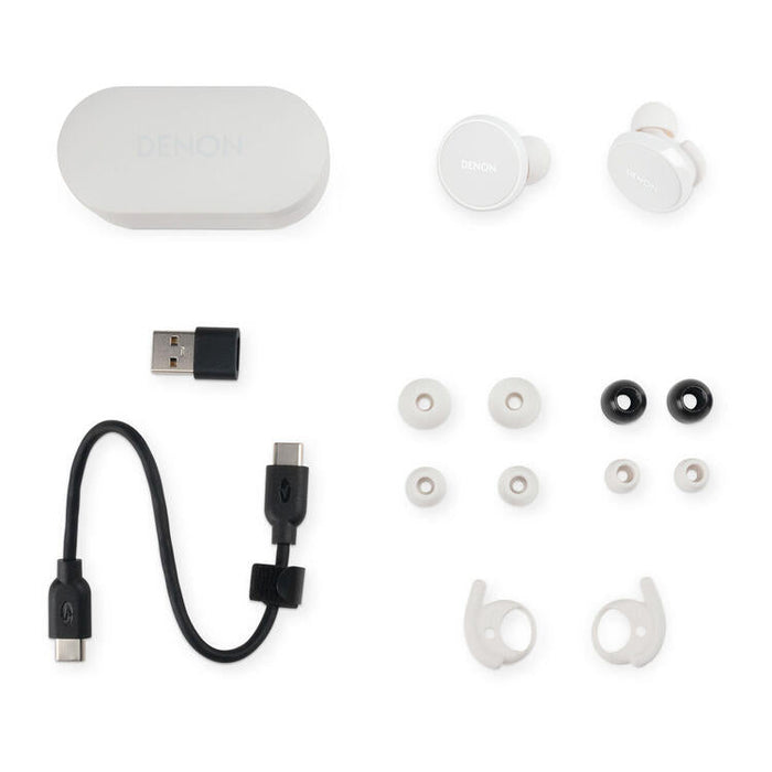 Denon PERL PRO | In-Ear Headphones - Wireless - Bluetooth - Masimo Adaptive Acoustic Technology - White-SONXPLUS St-Jean