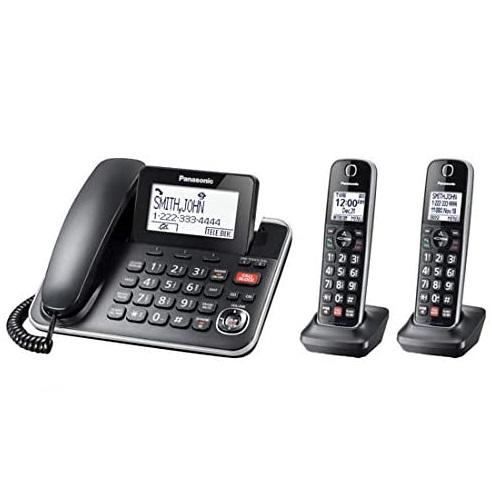 Panasonic KXTGF872B | Combo cordless phone - 1 fixed handset and 2 cordless handsets - Answering machine - Black-SONXPLUS St-Jean