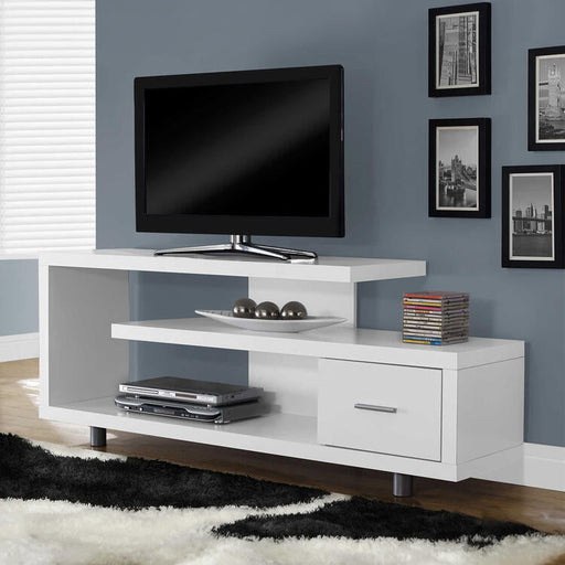 Monarch Specialties I2573 | TV stand - 60" - 1 Drawer - White-SONXPLUS St-Jean