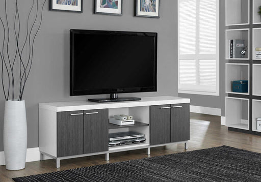 Monarch Specialties I 2591 | TV stand - 60" - 1 Drawer - White/Grey-SONXPLUS St-Jean