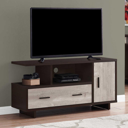Monarch Specialties I2805 | TV stand - 48" - 1 Drawer - 1 Cabinet - Espresso/Taupe-SONXPLUS St-Jean